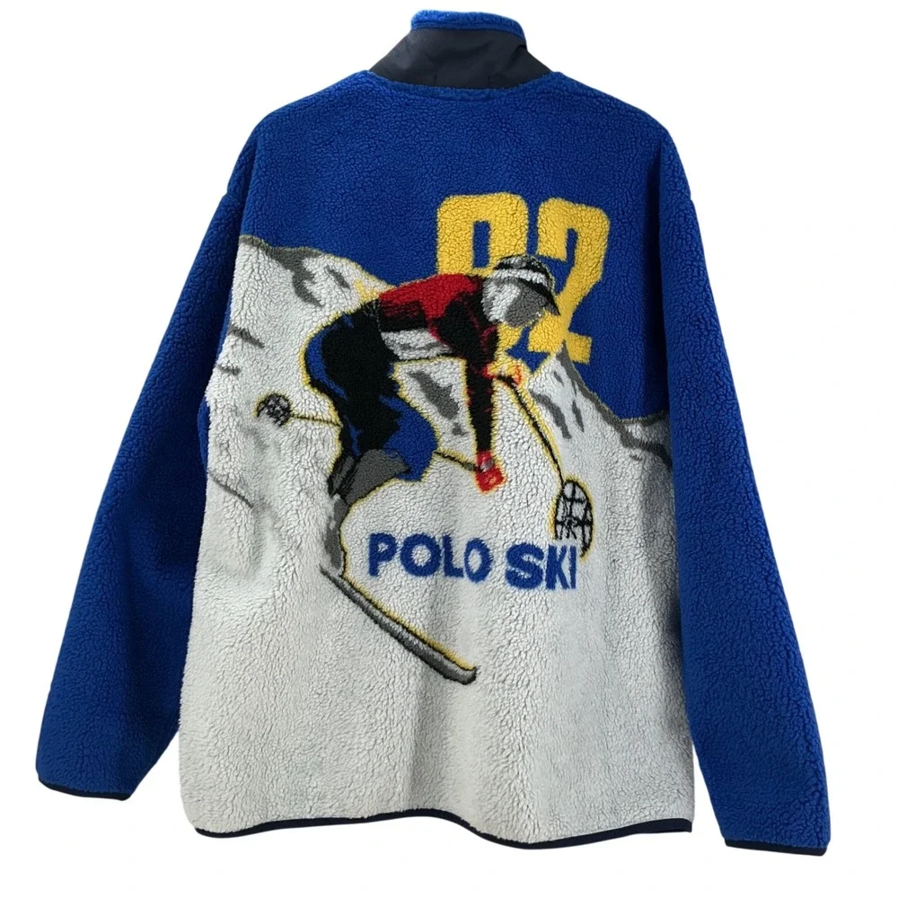 Polo Ralph Lauren Holi Sun Valley Fleece Jacket Mens XXL Blue Ski Graphic New